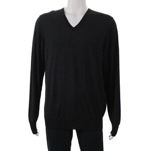 Louis Vuitton Mens Black Striped V Neck Pullover Polyamide Size L